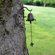 Metal Wall Mount Gecko Bell Rustic Garden Decor