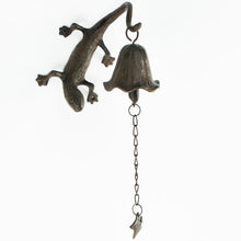 Metal Wall Mount Gecko Bell Rustic Garden Decor