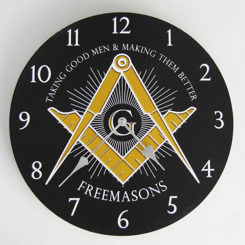 Freemason Brothers Masonic Square G & Compasses Wall Clock