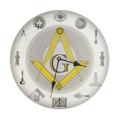 Masonic Symbols Square and Compass Freemason Wall Clock