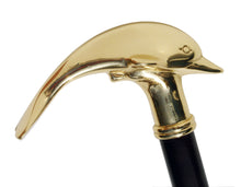 New Brass Dolphin Handle Wood Shaft Cane