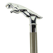 36" Chrome Jaguar Cane w/ Solid Silver Handle