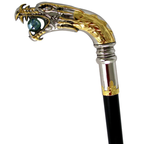 Silver Plated Dragon Head Cane