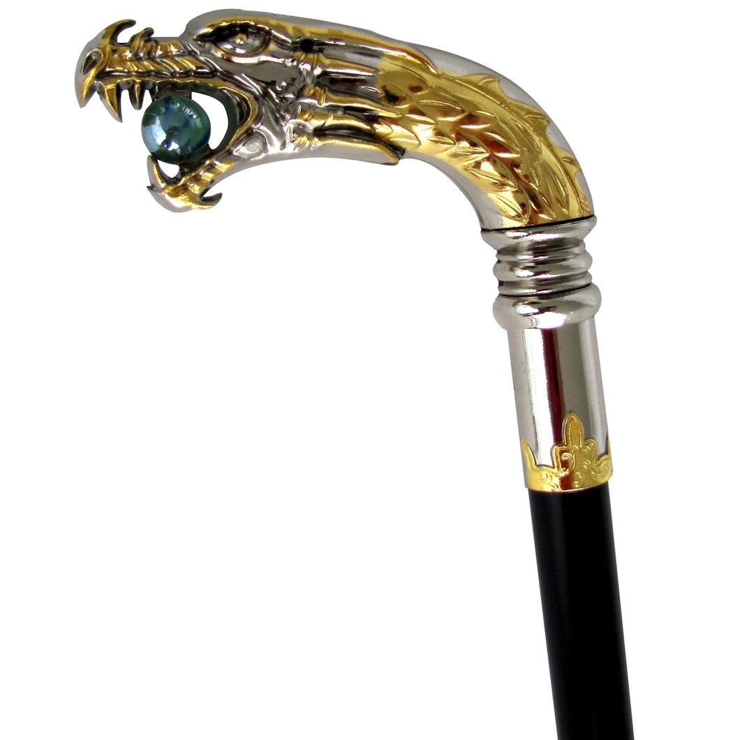 Silver Plated Dragon Head Cane
