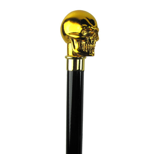 New Metal Gold Skull Walking Stick Cane