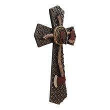 Diamond Plate Firefighter Cross