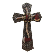 Diamond Plate Firefighter Cross