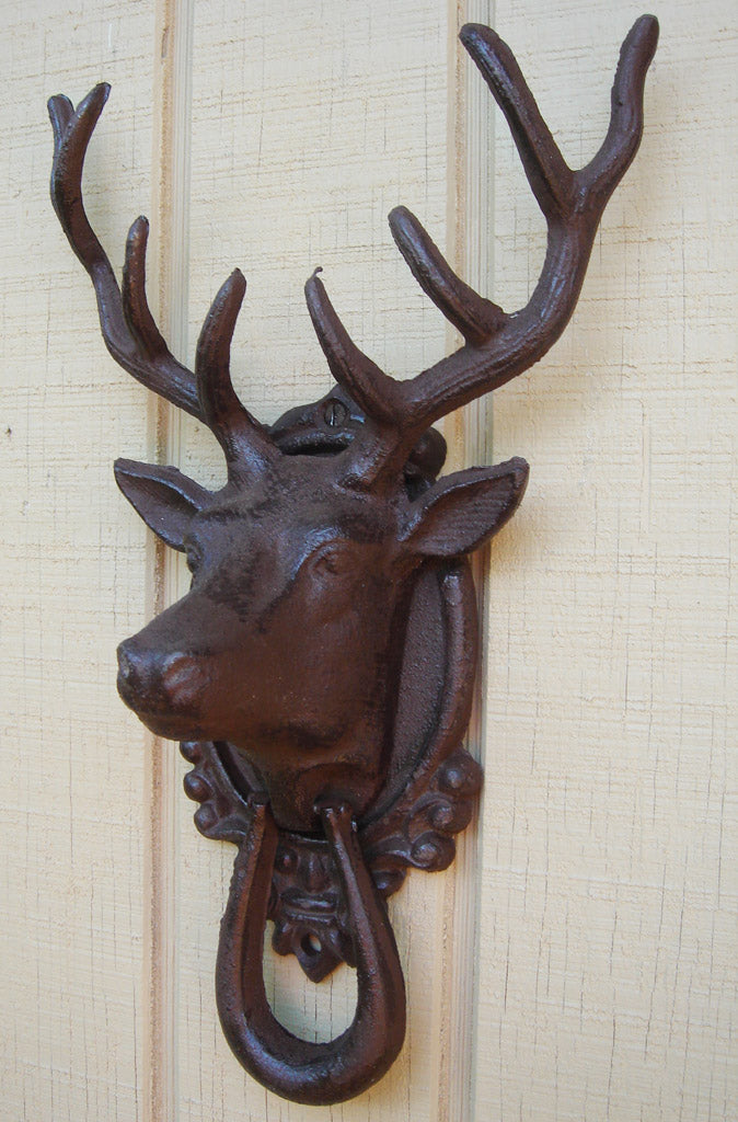 Metal Deer Head and Antlers Door Knocker
