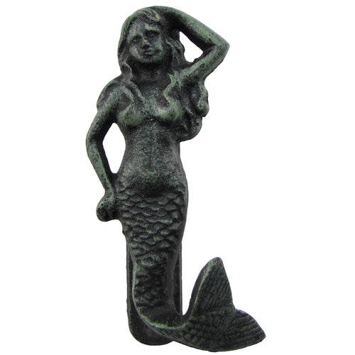 Rustic Metal Wall Mount Verdigris Mermaid Door Knocker