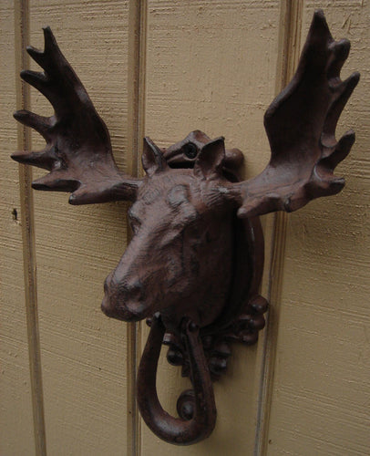 Cast Iron Moose Head and Antlers Door Knocker