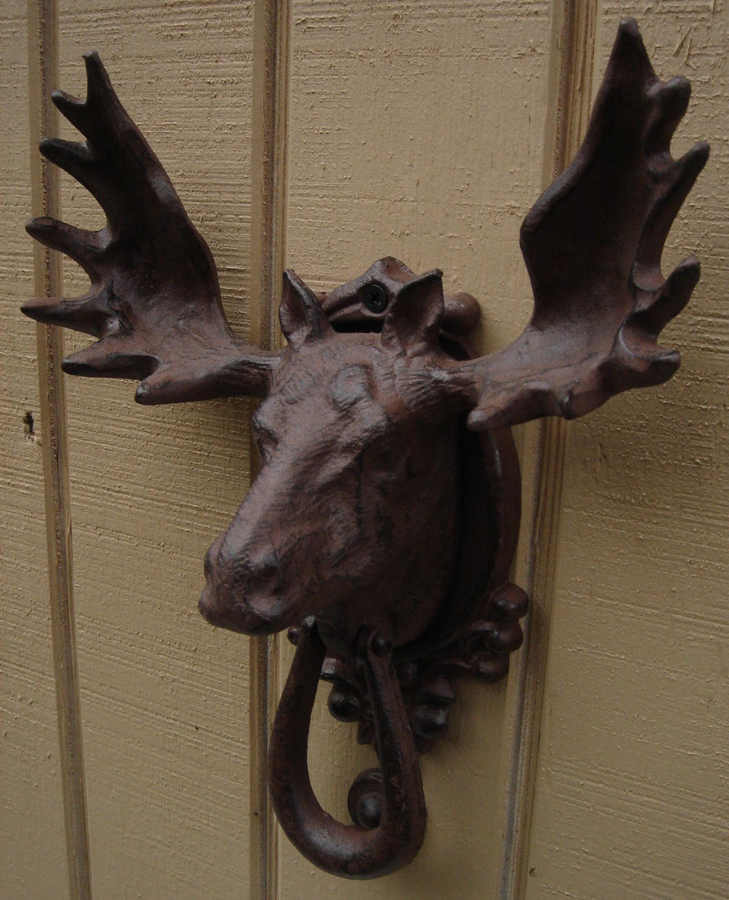 Cast Iron Moose Head and Antlers Door Knocker