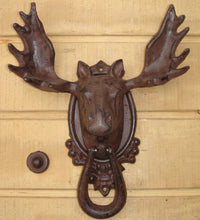 Cast Iron Moose Head and Antlers Door Knocker