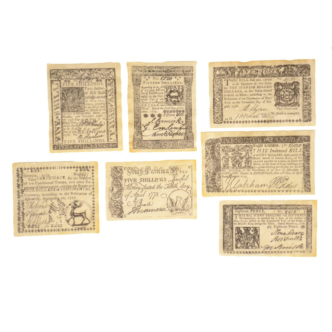 Colonial British Currency Paper Money Set