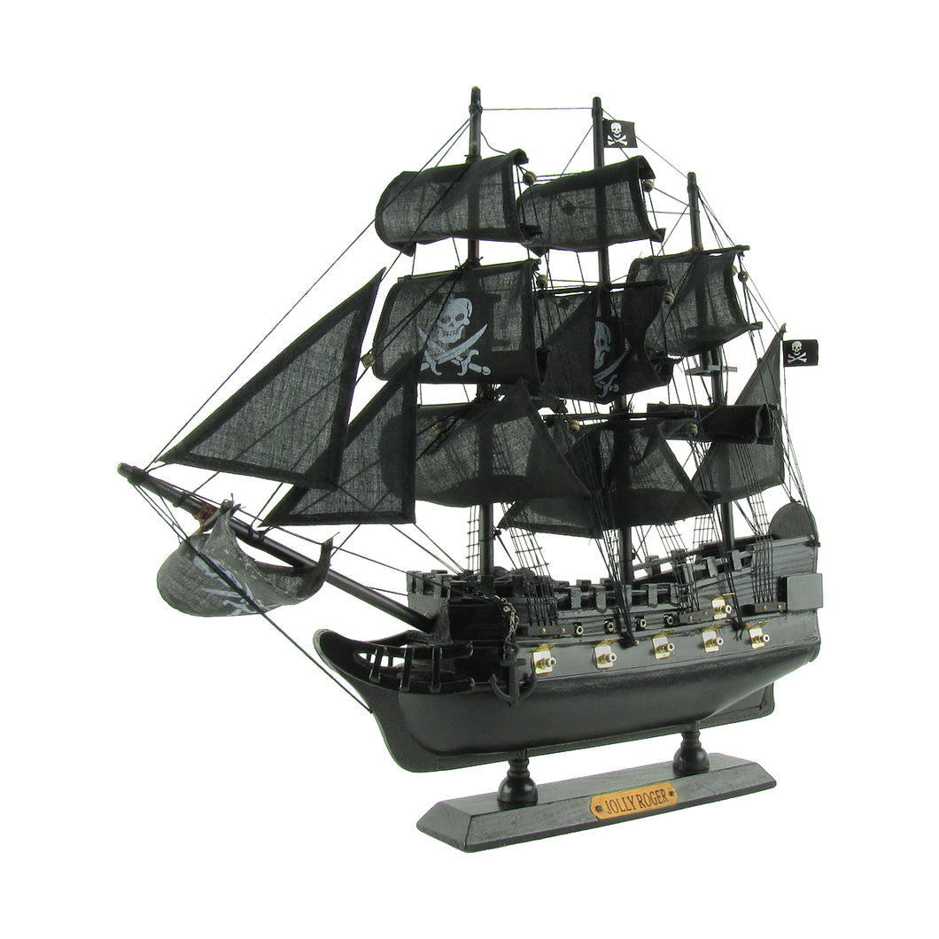 Wood Pirate Ship Model and Display Stand
