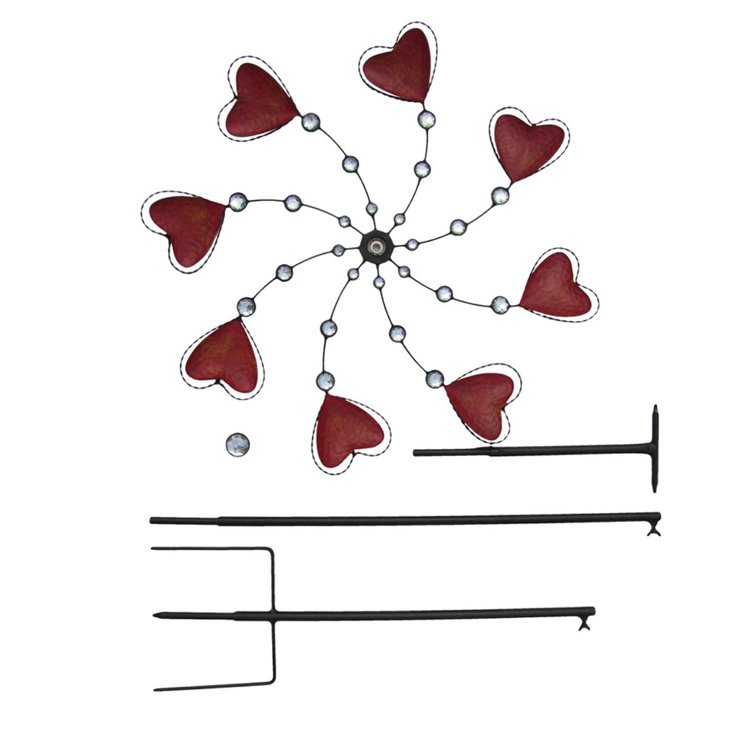 Kinetic Dual Heart Wind Spinner Outdoor Home Decor