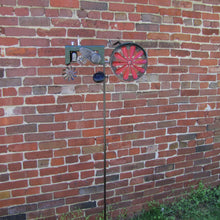 Solar Powered LED Light Garden Tractor Wind Spinner Lawn Ornament