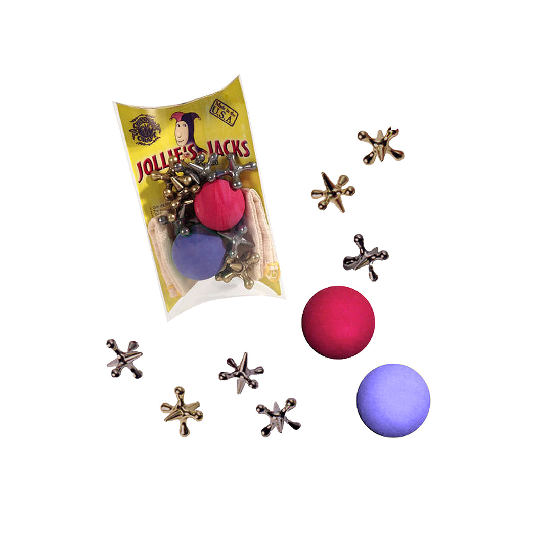 Classic Game of Jacks and Balls Set with Retro Jack Pouch