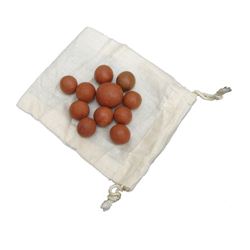 Handmade Clay Marbles & Linen Cloth Bag Game Set of 10 Antique/Vintage Style Games