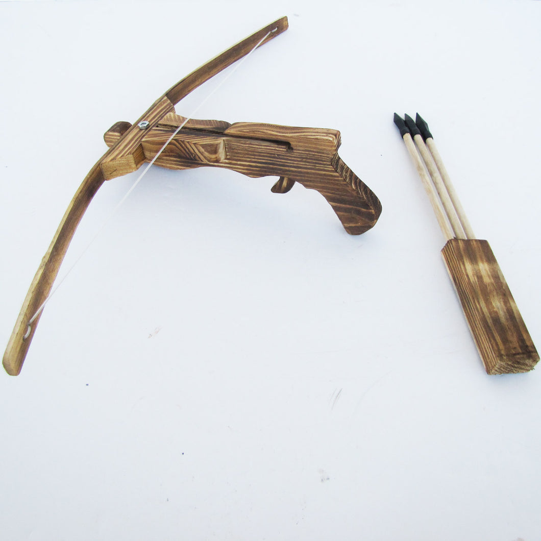 Wooden Youth Crossbow with Quiver and 3 arrows