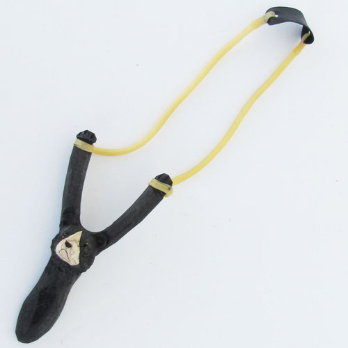 Hunting Hand Carved Bear Head Rubber Slingshot Toy