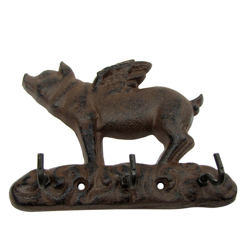 Metal Wall Mount Flying Pig Key Ring Holder