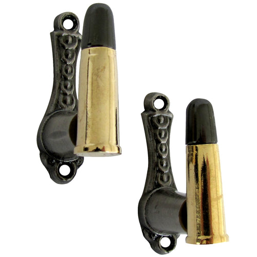 2 Bullet Case Shaped Wall Mount Weapon Hooks