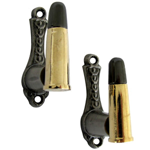 2 Bullet Case Shaped Wall Mount Weapon Hooks