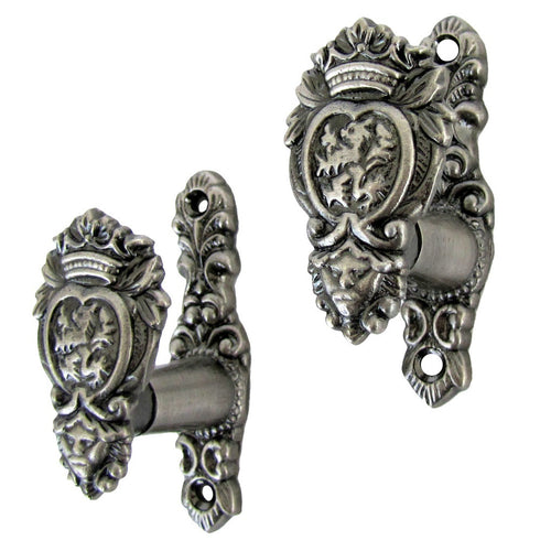 2 Lion Head Wall Mount Weapon Hook Set