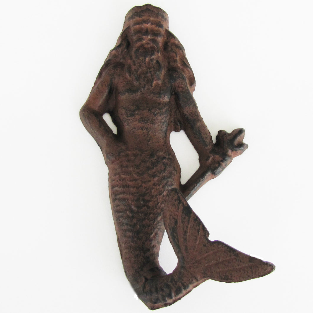 Cast Iron Wall Mount Nautical King Neptune God of The Sea Hook  Coat or Hat Hook, Key Ring, or Bath Towel Rack