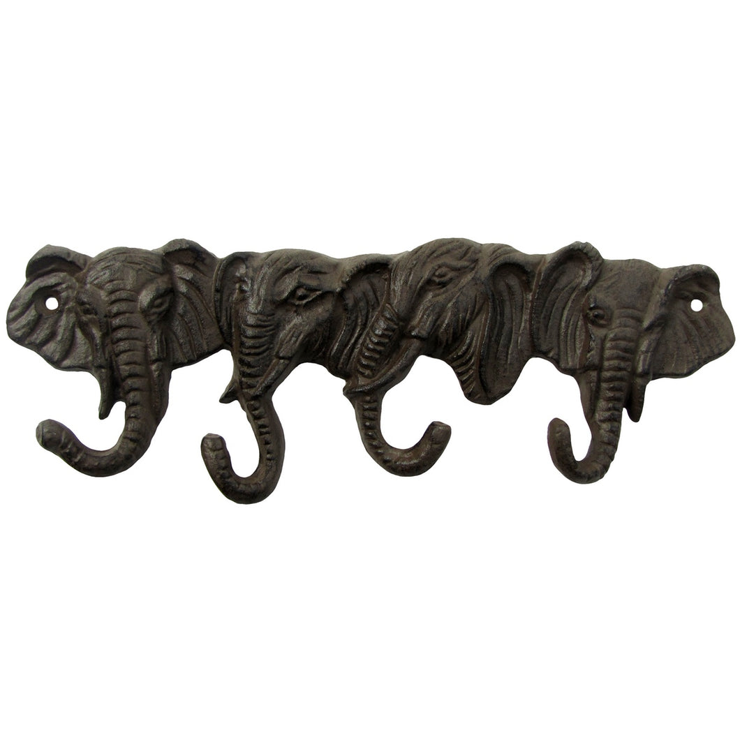 4 Metal Wall Mount Elephant Head Jewelry/Purse Hooks