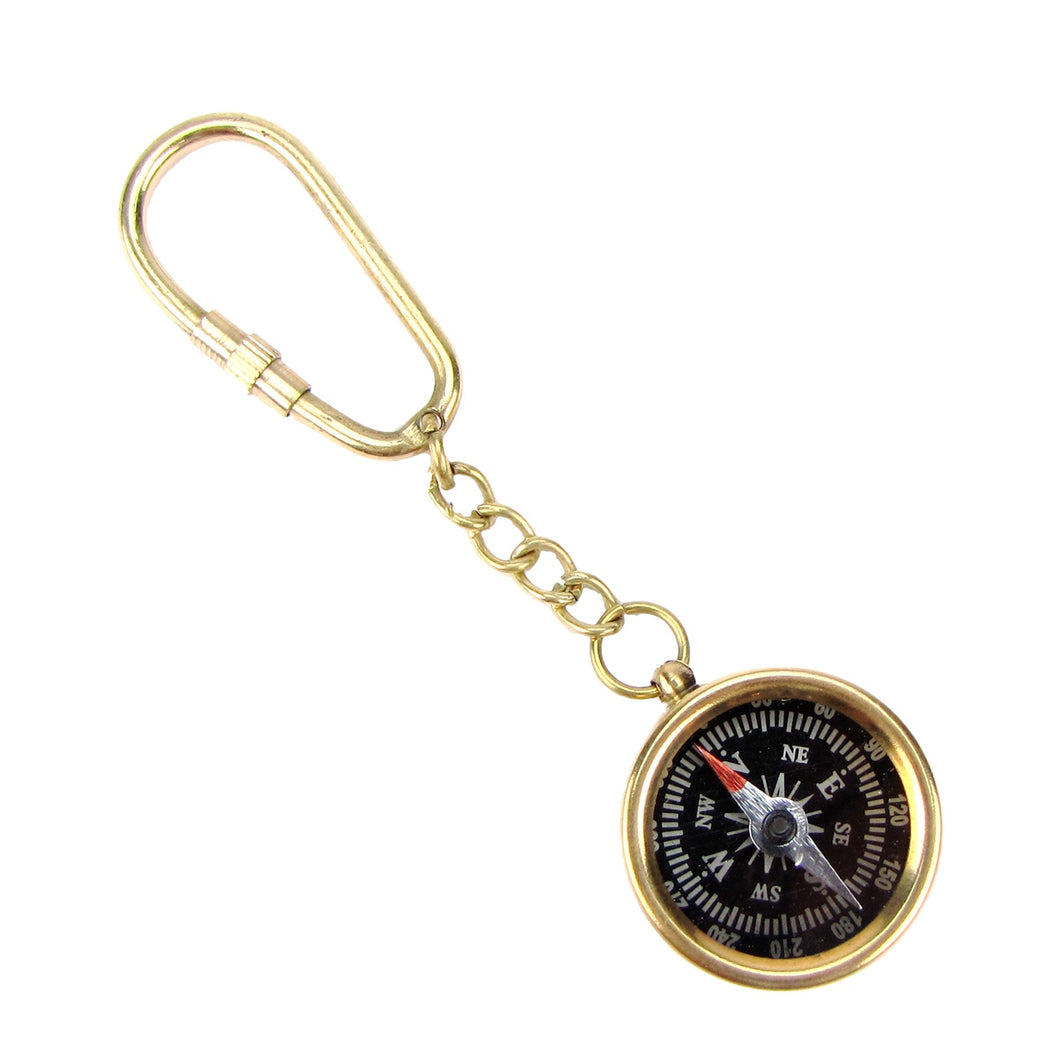 Solid Brass Nautical Marine Pocket Compass Keychain