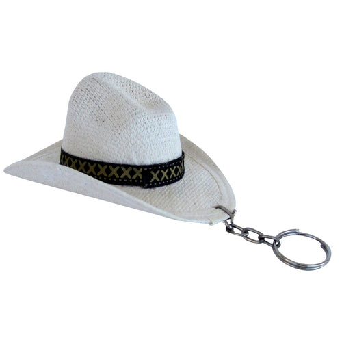 Western Mini White Cowboy Hat Keychain / Keyring