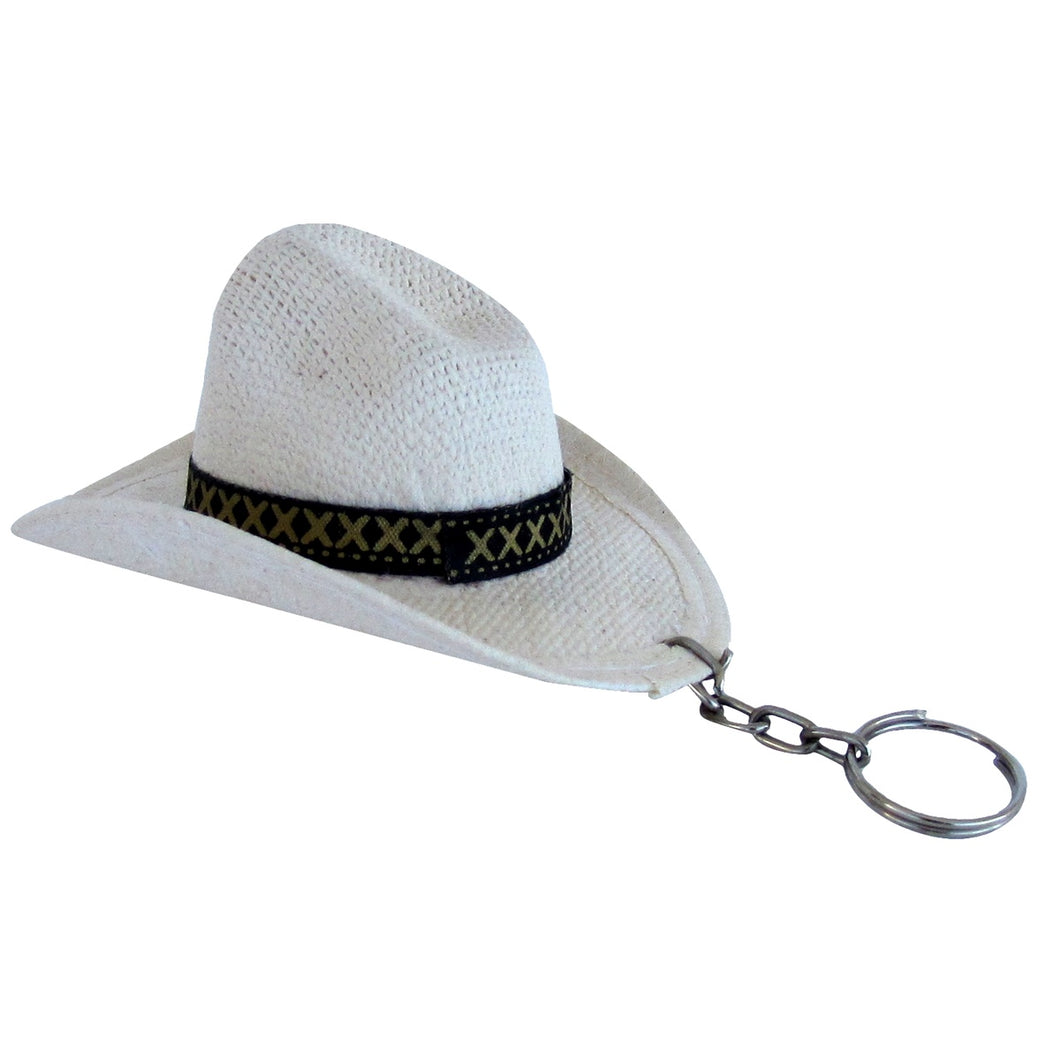 Western Mini White Cowboy Hat Keychain / Keyring