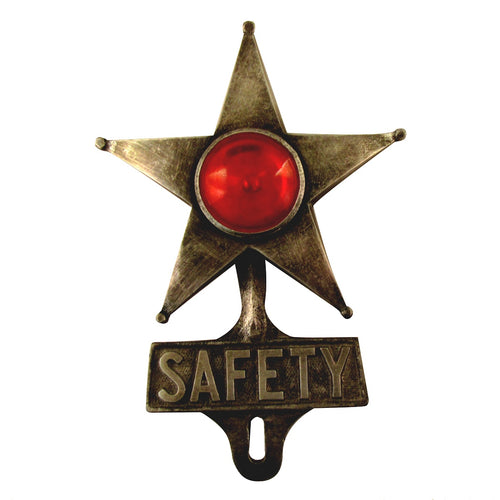 Aluminum Five point Star Safety License Plate Fob with Red Tag Reflector