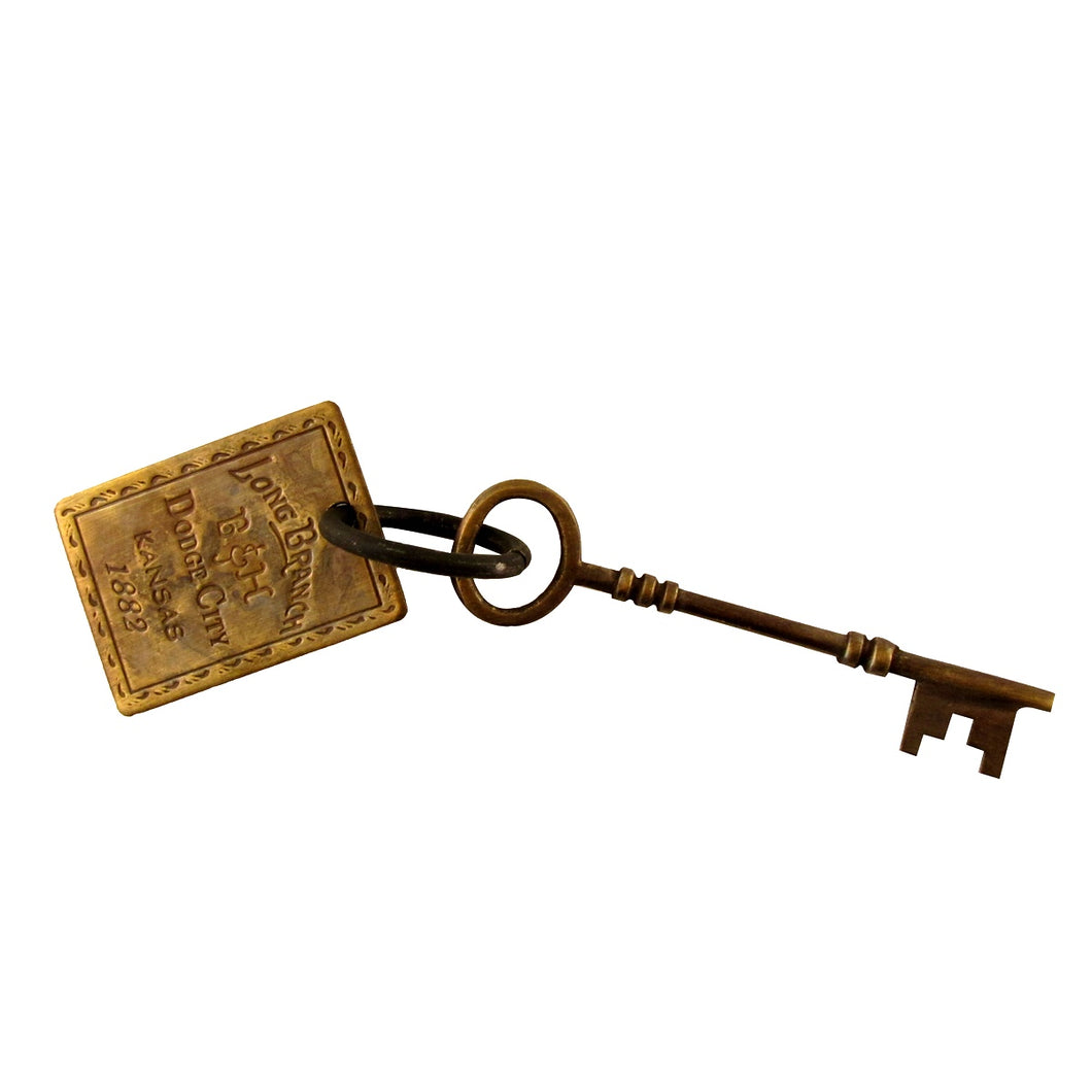 Solid Brass Old West Hotel Brothel Room Skeleton Key with Keyring Fob