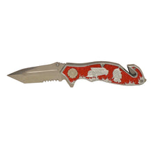 Red Folding FD Firefighter Rescue Pocket Knife