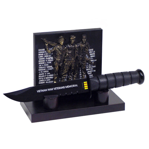 Vietnam War Veterans Memorial Plaque and Survival Knife