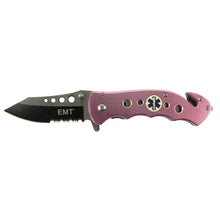 Pink EMT 5" Spring Assisted Rescue Pocket Knife