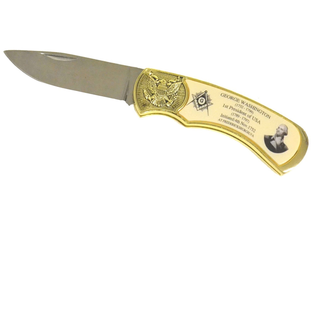 Master Free Mason George Washington Folding Pocket Knife