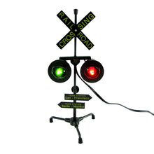 Railroad Crossing Signal Flashing Red and Green Lights