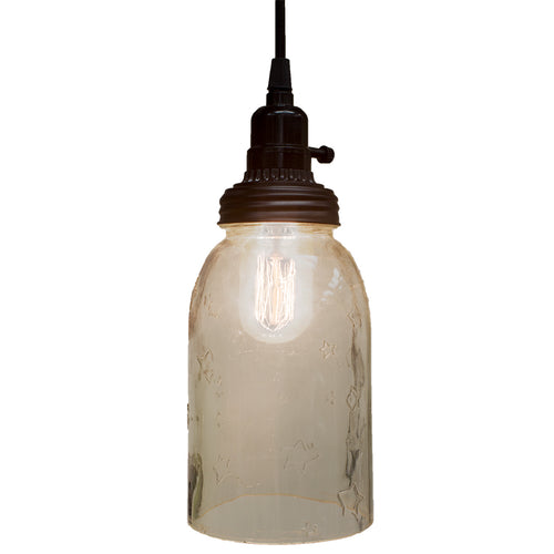 Big Rustic Star Mason Jar Open Bottom Pendant Lamp