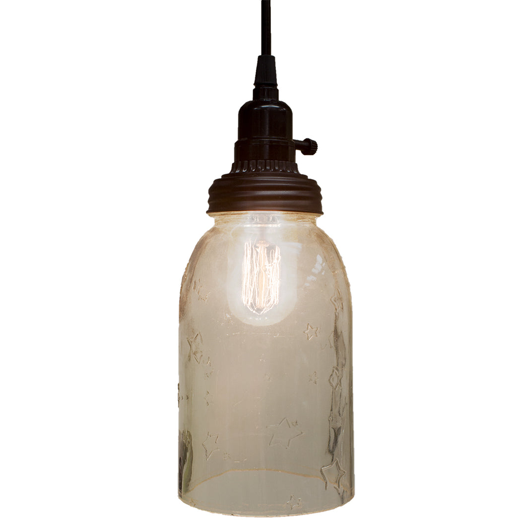 Big Rustic Star Mason Jar Open Bottom Pendant Lamp