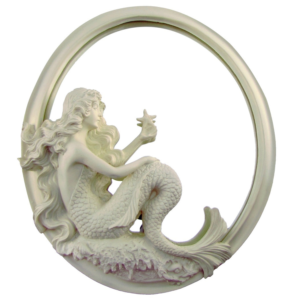 Mermaid with Starfish on Coral Rock Nautical Wall Mirror