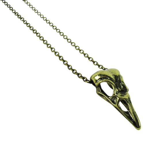 Large Bronze Raven/Bird Skull Steampunk Necklace