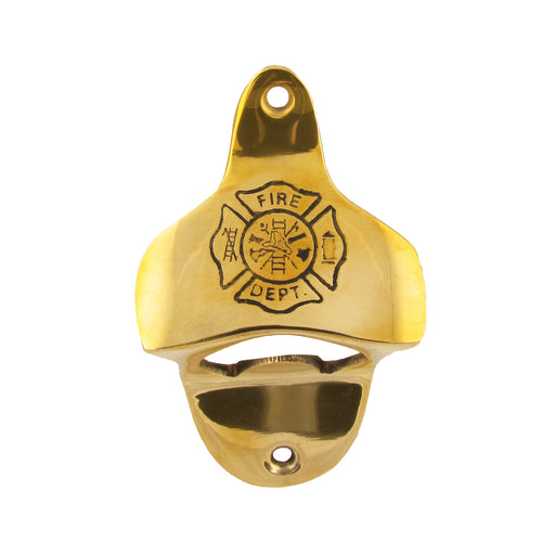 Brass Fire Dept. Wall Mount Bottle Opener