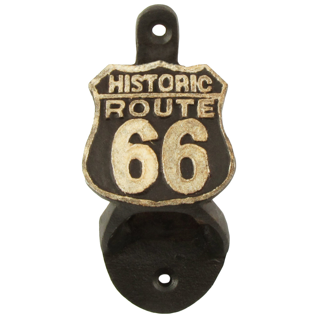 Cast Iron US Route 66 Wall Mount Bottle Opener