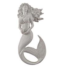 Glittering White Flowing Hair Mermaid Sculpture