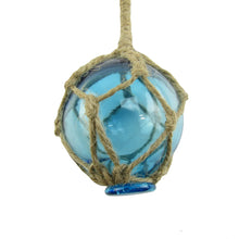 Light Blue Glass Float Nautical Rope Buoy Fish Net Ball Fishing Buoy Tiki/Luau Decor