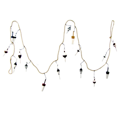 Bobber Garland 9' Fishing Net Floats on Nautical Rope
