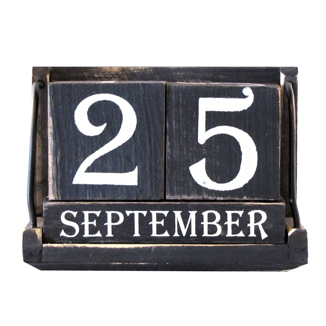 Vintage Wood Block Perpetual Calendar